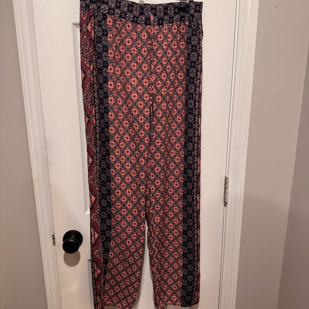 Bepop Floral Boho Lounge Wide Leg Drawstring Casual Pant‎ Size Medium - Rayon
